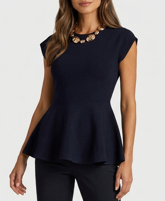 
Peplum Knit Top in NAVY view 1