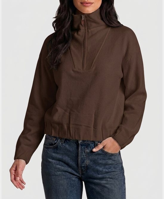 
Quarter Zip Sweater in BROWN view 1