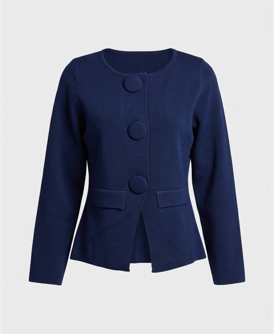 
Knit Cardigan w/ Oversized Buttons in NAVY view 2
