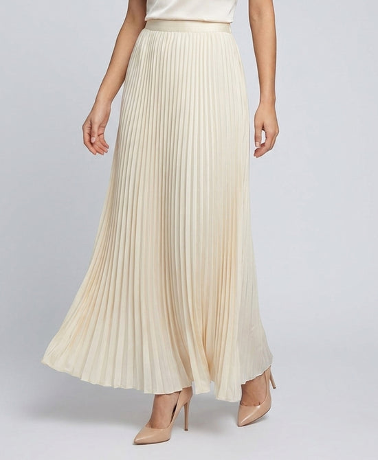 
Pleated Maxi Skirt in CREAM view 1