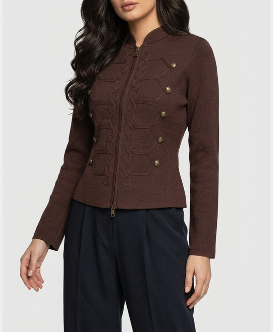 
Knit Band Cardigan in BROWN view 1