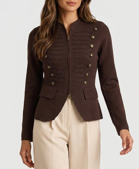 
Peplum Knit Band Jacket in BROWN view 1
