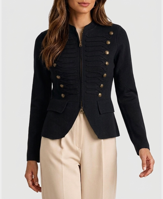 
Peplum Knit Band Jacket in BLACK view 1