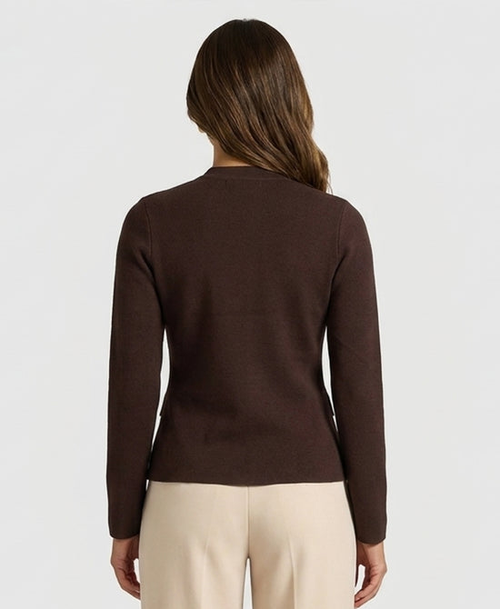 
Peplum Knit Band Jacket in BROWN view 2