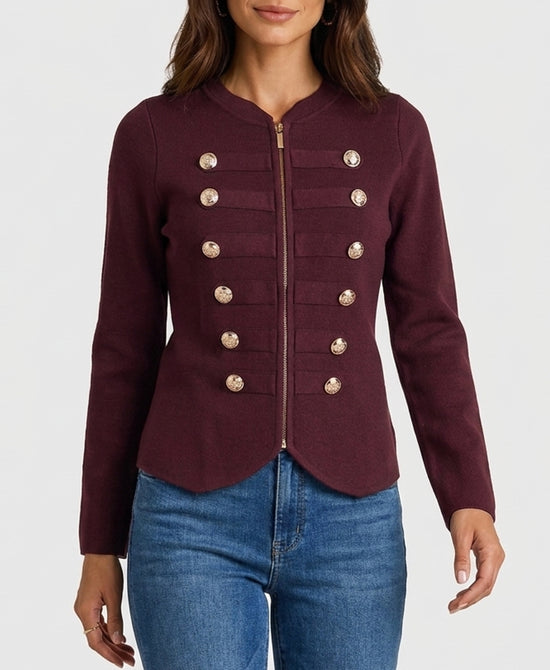 
Military Sweater Jacket in BURGUNDY view 1