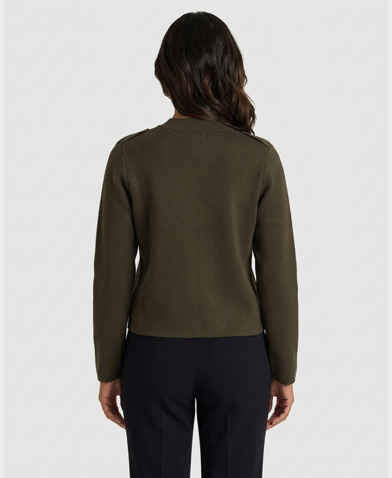 
Double Breasted Sweater Jacket in OLIVE view 2