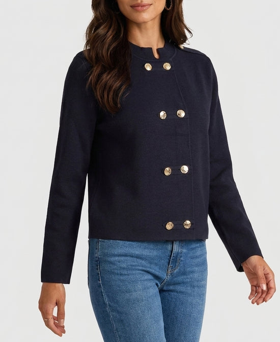 
Double Breasted Sweater Jacket in NAVY view 1