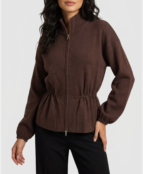
Peplum Sweater Jacket in BROWN view 1