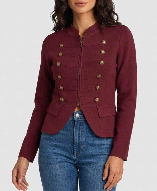 
Knit Band Jacket in BURGUNDY view 1