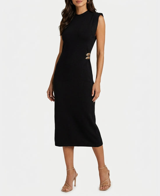 
Knit Maxi Dress w/ Gold Hardware in BLACK view 1