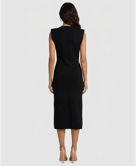 
Knit Maxi Dress w/ Gold Hardware in BLACK view 2