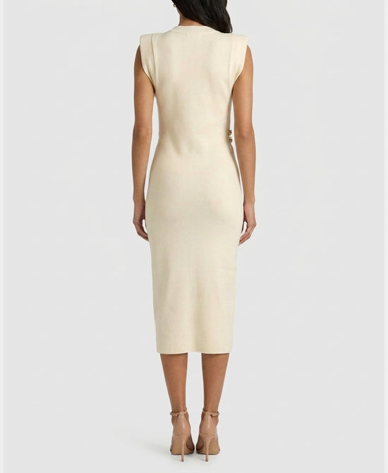 
Knit Maxi Dress w/ Gold Hardware in IVORY view 2