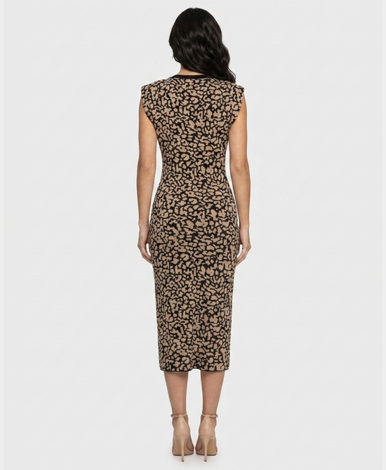 
Animal Print Knit Maxi Dress in BLACK/TAUPE view 2
