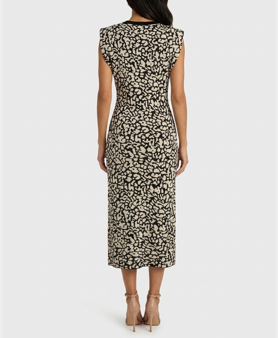 
Animal Print Knit Maxi Dress in BLACK/WHITE view 2