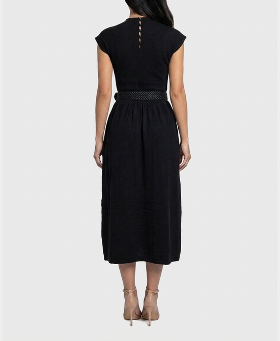 
Knit Maxi Dress w/ Studded Belt in BLACK view 2