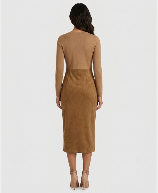 
Knit & Faux Suede Maxi Dress in CAMEL view 2