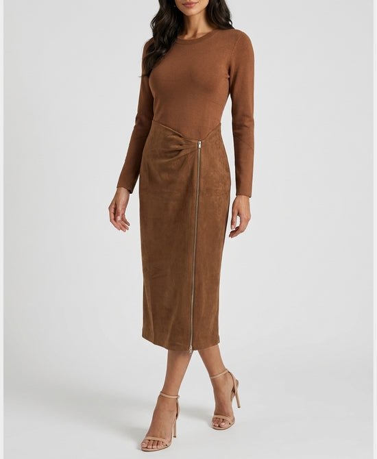 
Knit & Faux Suede Maxi Dress in Assorted view 1