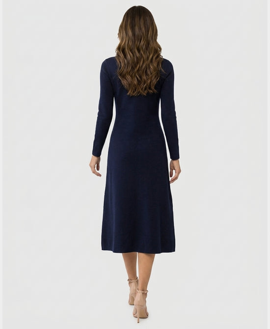 
Band Detail Knit Midi Dress in NAVY view 2