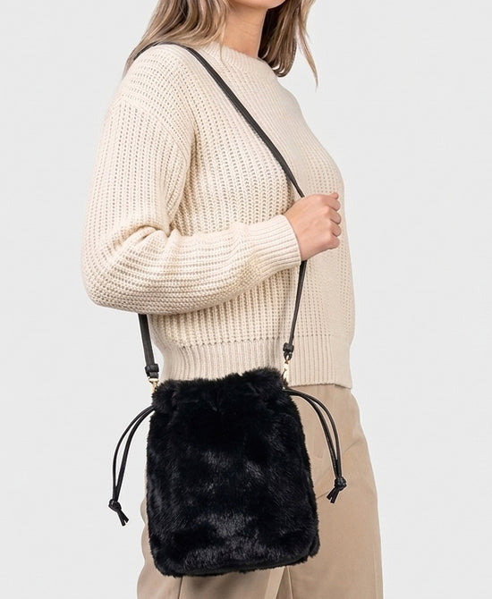 
Faux Fur Cellphone Bag in BLACK view 2