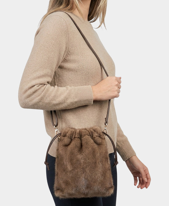 
Faux Fur Cellphone Bag in LIGHT TAUPE view 2