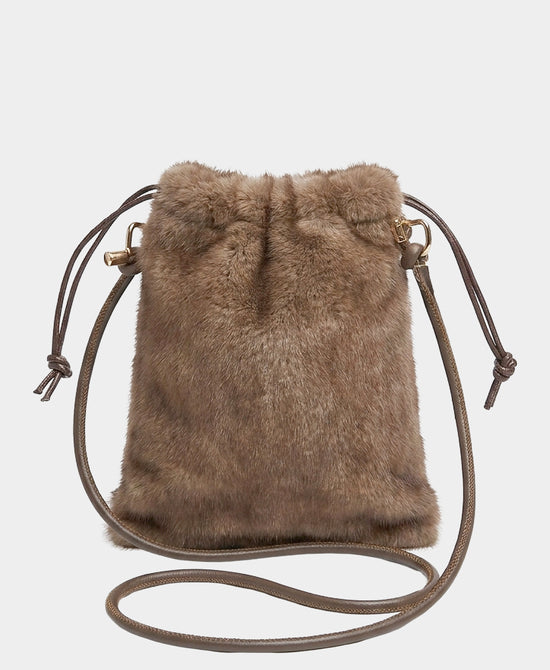 
Faux Fur Cellphone Bag in LIGHT TAUPE view 1