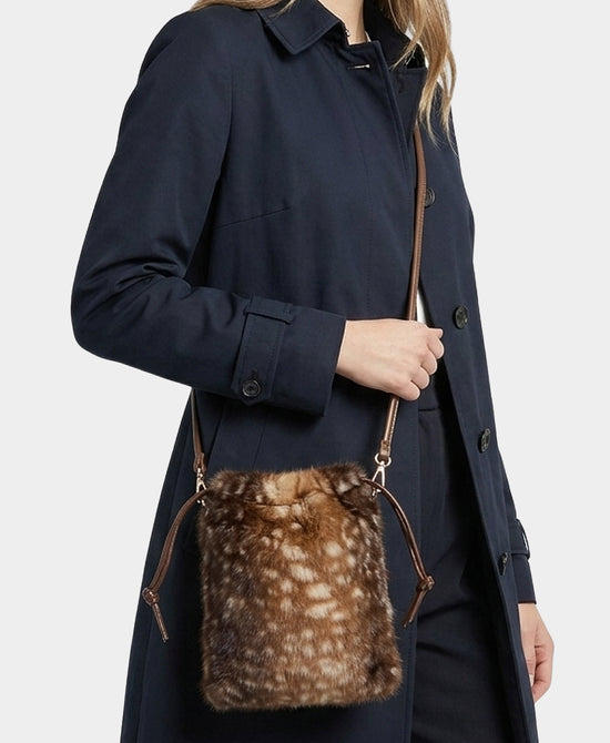 
Faux Fur Deer Print Cellphone Bag in BROWN view 2