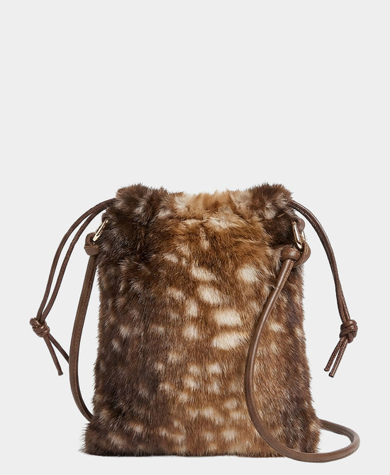 
Faux Fur Deer Print Cellphone Bag in BROWN view 1