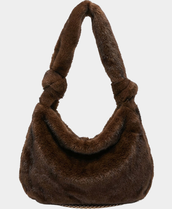 
Faux Fur Shoulder Bag in BROWN view 1