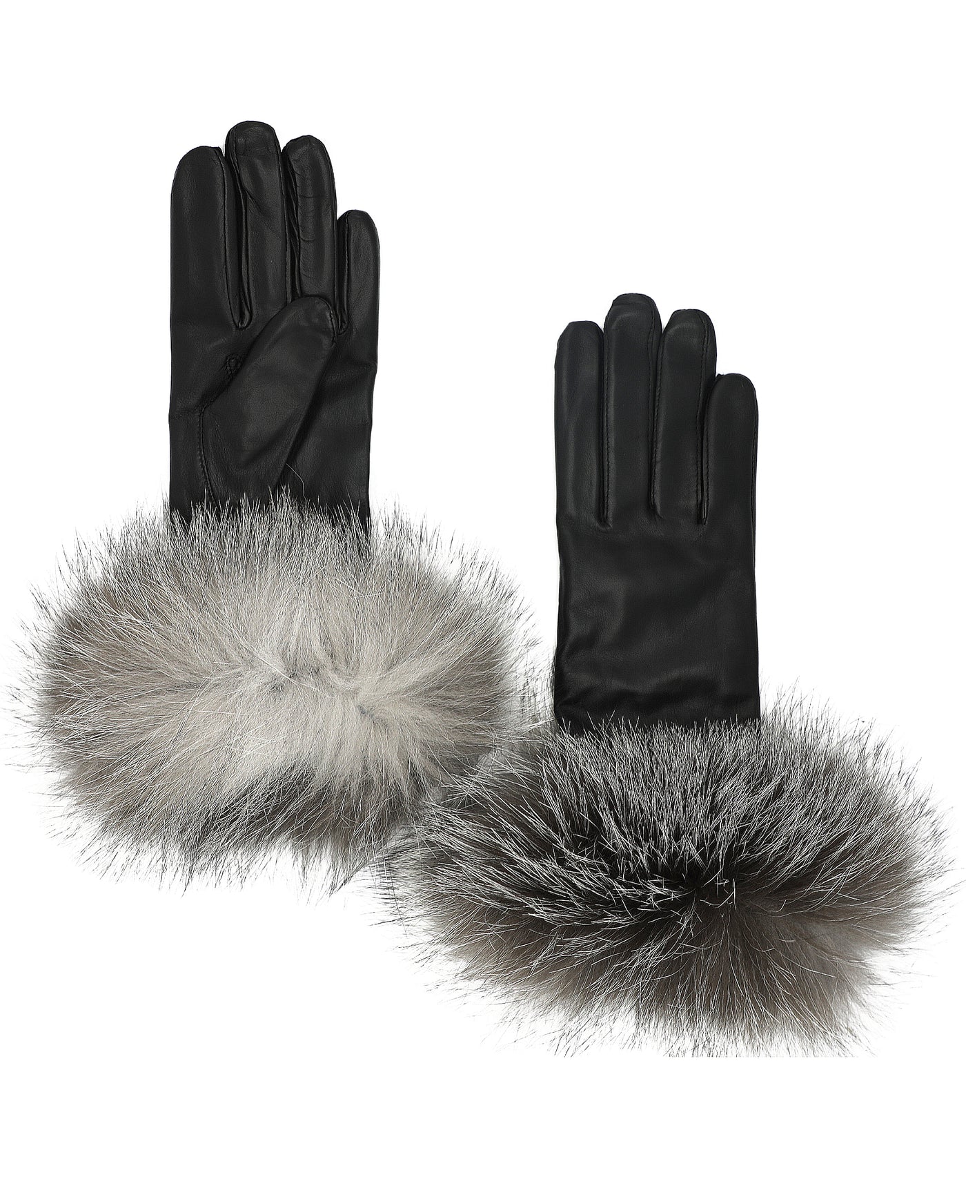 Leather Gloves w/ Fox Fur Cuffs view 1