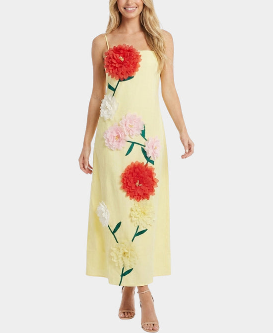
3D Flower Maxi Dress in YELLOW view 1