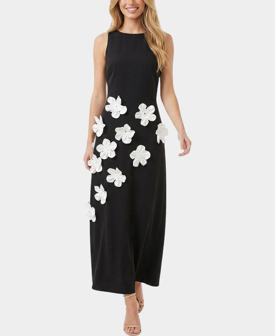 
3D Flower Maxi Dress in BLACK view 1