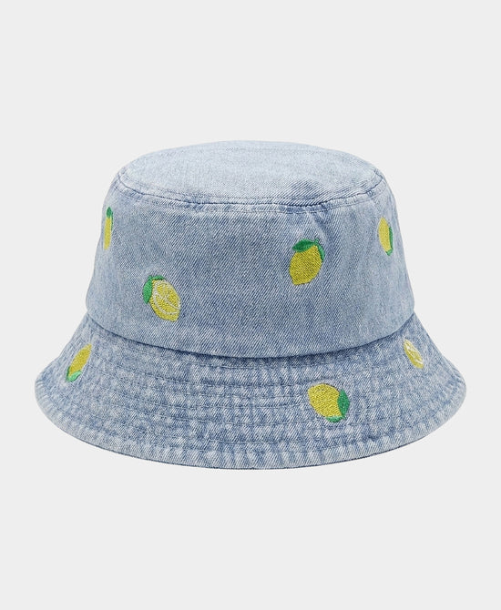 
Denim Lemon Embroidered Bucket Hat in DENIM/YELLOW view 2