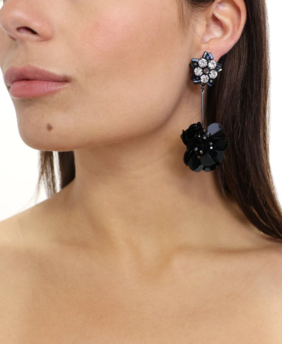 Flower Beaded & Crystal Drop Earrings image 2