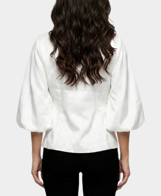 
Balloon Sleeve Blazer in WHITE view 2