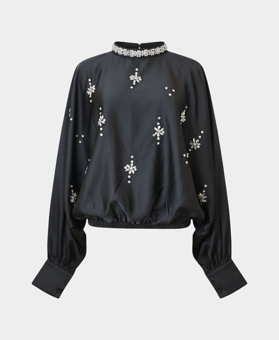 Satin Oversized Blouse w/ Rhinestones image 4