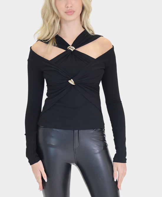 Top w/ Gold Metal Accents view 