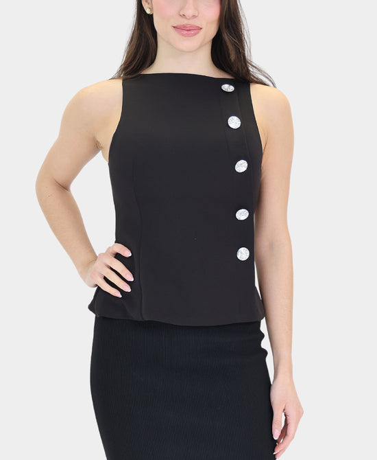 Top w/ Crystal Button Detail view 