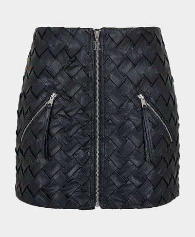 Woven Faux Leather Skirt image 3