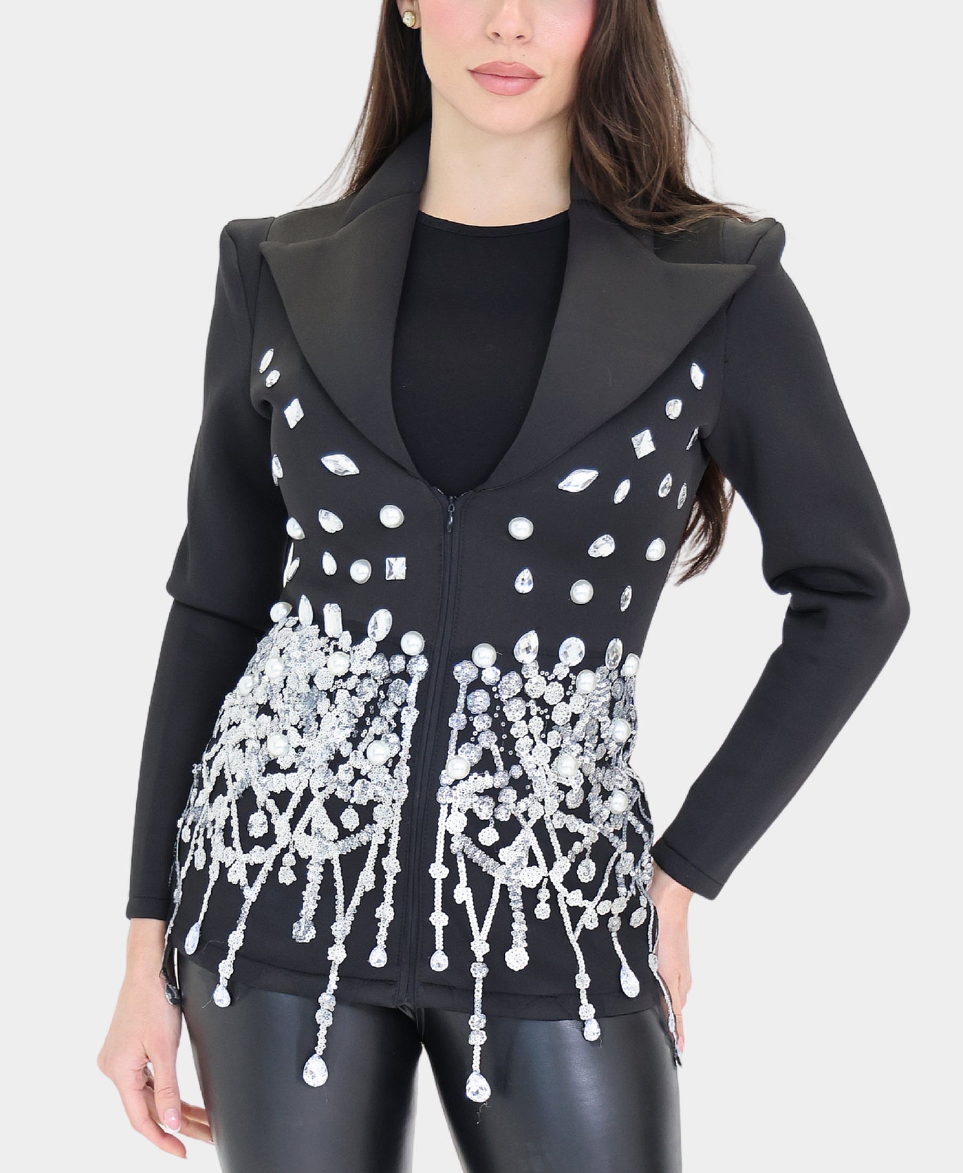 Scuba Blazer w/ Jewels & Pearls view 1