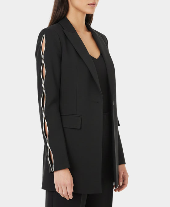 Long Blazer w/ Rhinestone Sleeves view 