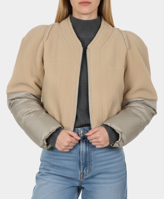 Sherpa & Puffer Combo Crop Jacket view 