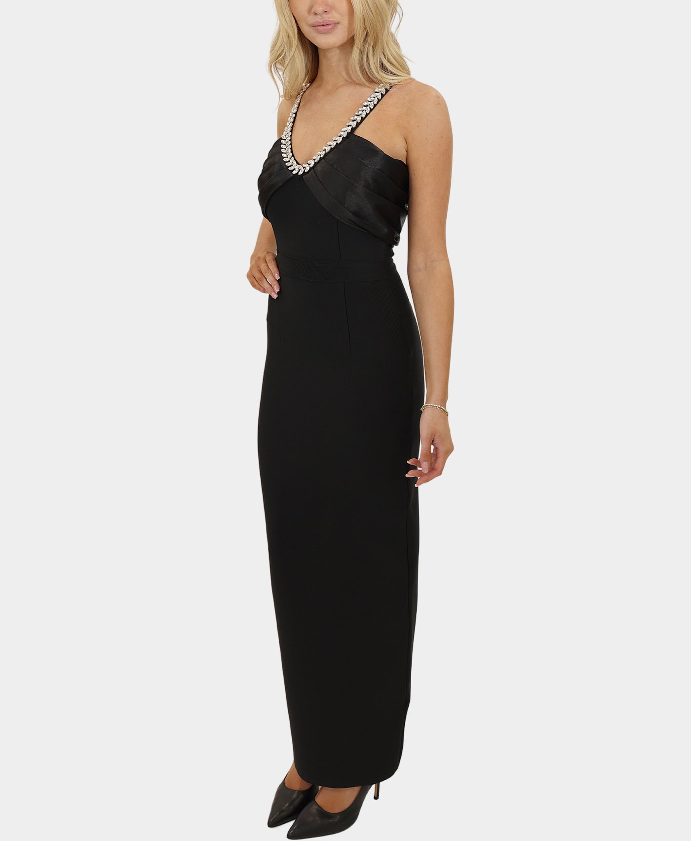 Bodycon Maxi Dress w/ Jewels – FOX'S