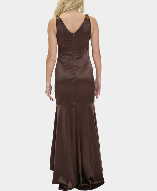 Satin Maxi Dress w/ Eye Strap Detail view 