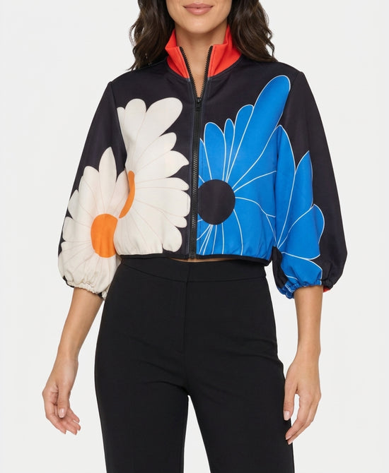 
Floral Print Cropped Jacket in MULTI view 1