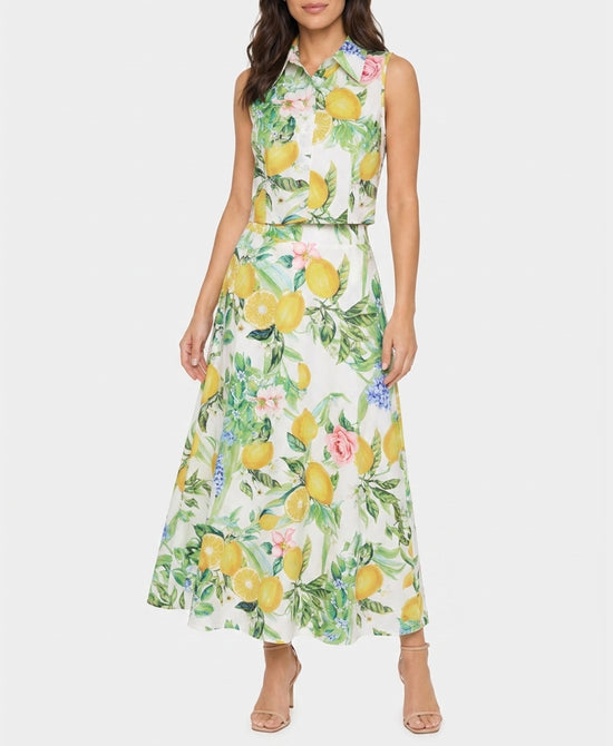 
Lemon Print Top & Maxi Skirt - 2 Pc Set in YELLOW MULTI view 1