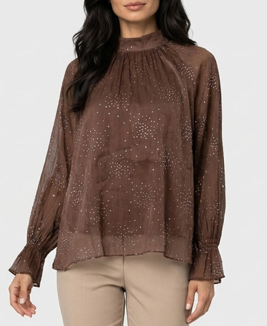 
Blouse w/ Crystals in BROWN view 1