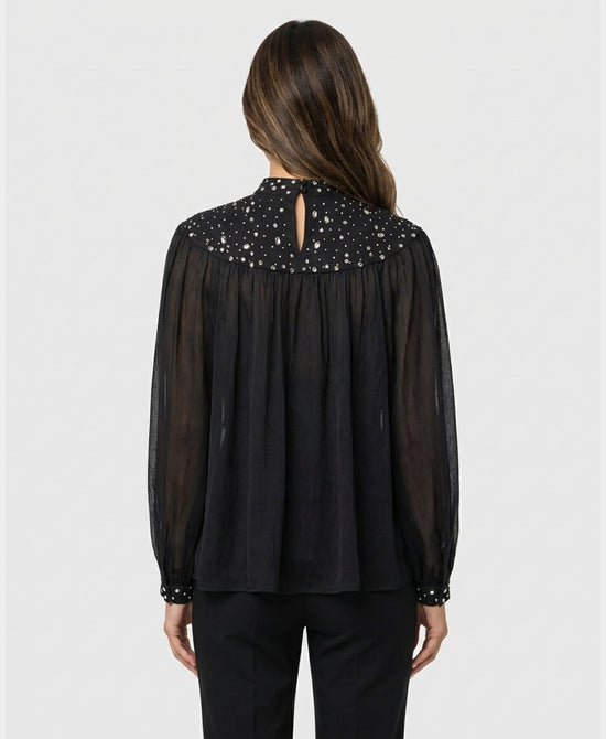 
Blouse w/ Rhinestones & Jewels in BLACK view 2