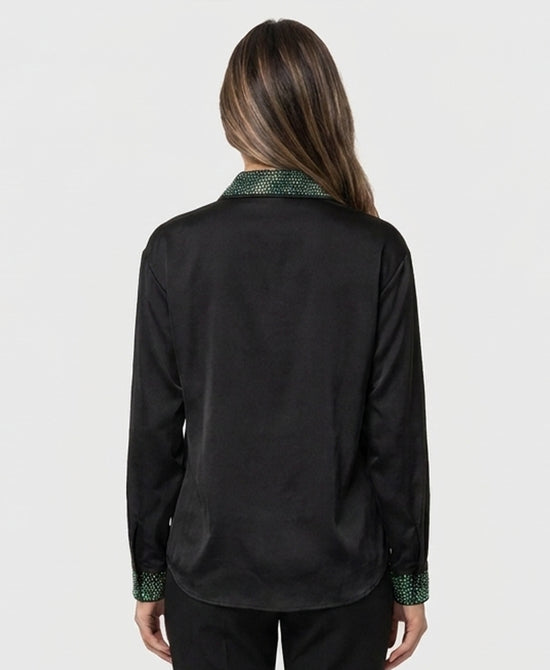 
Blouse w/ Iridescent Crystals in BLACK view 2