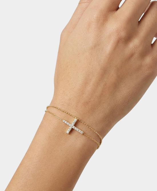 
Sterling Silver Cross Bracelet in GOLD view 1