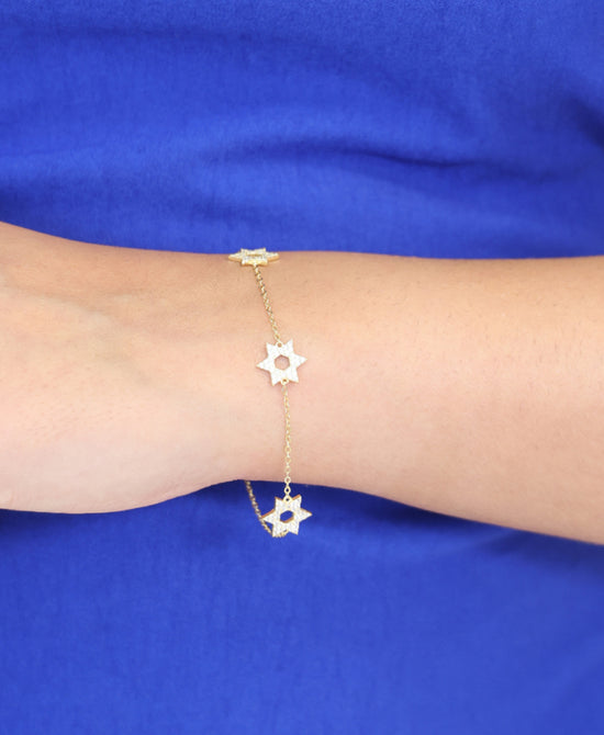 Triple Star Of David Bracelet view 